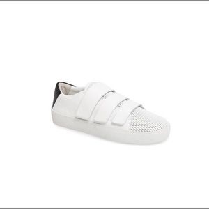 Mercer Edit White Leather 3-Strap Velcro Sneakers